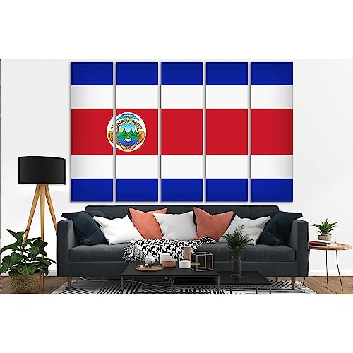 Bandera de Costa Rica cuadro de lienzo grande de 5 piezas de 150 x 100 cm para pared №SL1206
