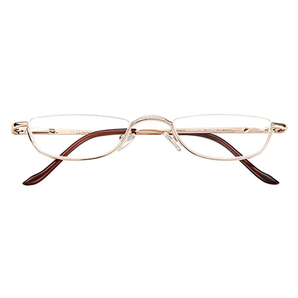 SEIUKS Half Moon Half Frame Slim Reading Glasses Metal Frame with Spring Hinges Eyewea for Men Women gold 150 - Image 2