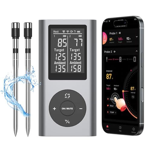 Wireless Meat Thermometer with 2 Probes & 800Ft Range -