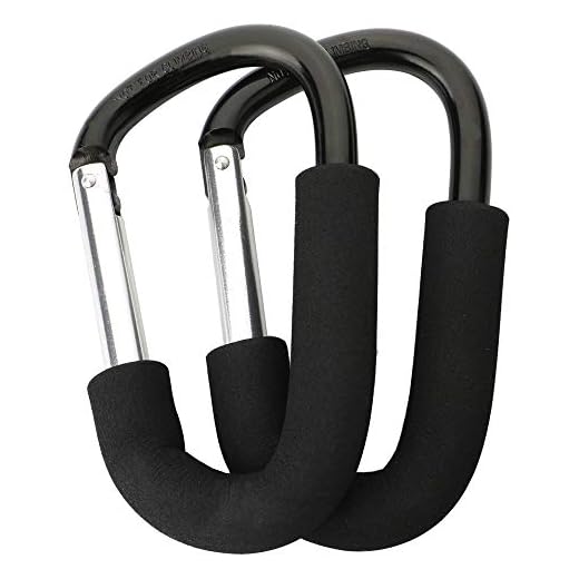 TOOHUI 2 Pièces Crochet pour Poussette, Universelles Crochets pour Bébé, Poussette Mousqueton Crochets de Grande Taille, Momie Clip Multi-Usage, Shopping Mousquetons en Aluminium