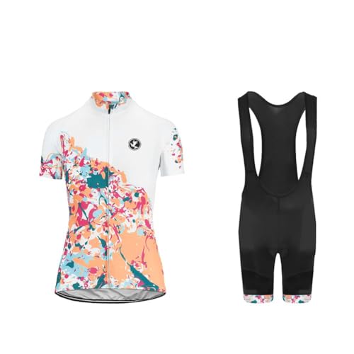 UGLY FROG Conjunto Ropa Ciclismo Mujer Verano Traje Bici MTB Manga Corta,Maillot Camiseta Ciclo y Culotte Tirantes con 19D Gel Acolchado,Completa Bicicleta Jerseys Transpirable Secado Ráido