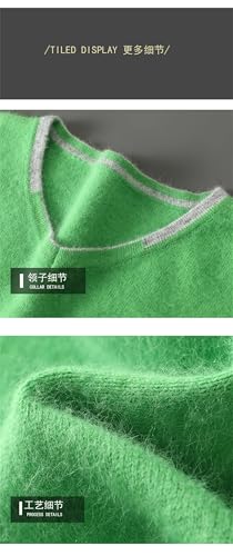 Men's Matching Color V-Neck Men's Pullover and Winter Solid Cashmere Sweater Loose Large Size Long Sleeve2