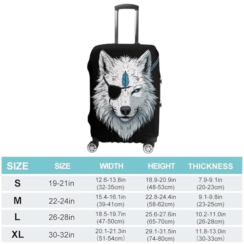 Wolf with An Eye Patch Travel Luggage Cover for Suitcase 19-32 Inches Elastic Washable Baggage Protector2