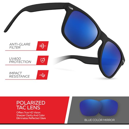 Image of Retro Rewind Polarized Sunglasses for Women Men - UV400 Classic Square Vintage Shades Trendy Unisex Sun Glasses