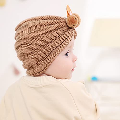 Qiansail Newborn Baby Knitted Wool Rabbit Turban Hat Bowknot Head Wrap Infant Toddler Kids Girl Cap Hair Accessories (White) #TOP4