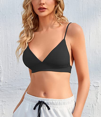Image of INIBUD Bralette for Women Triangle Cups Removable Padded Wire Free Pull On Closure
