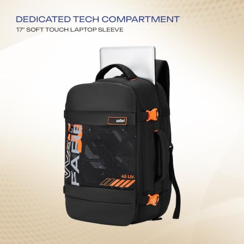 Image of Safari Weekender 45L Expandable Overnighter Casual Hiking Travel Backpack Large size Laptop Bag for Man and Women with suitcase compartment, Ideal for Office Use, Work Trips, College, boys and girls