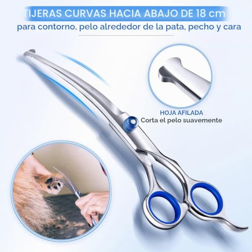 Miniatura 3 de Xoelle Tijeras Para Perros Profesional, 2 Piezas Tijeras Para Mascotas De Acero Inoxidable Con Puntas Redondas De Seguridad, Tijeras De Entresacado Para Mascotas, Tijeras Para Gato Perro