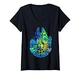 Star Wars Millennium Falcon Galaxy Silhouette Fill V-Neck T-Shirt