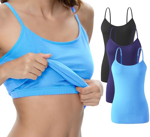 Image of Vislivin Womens Cotton Camisole Adjustable Strap Tank Tops with Shelf Bra Stretch Undershirts