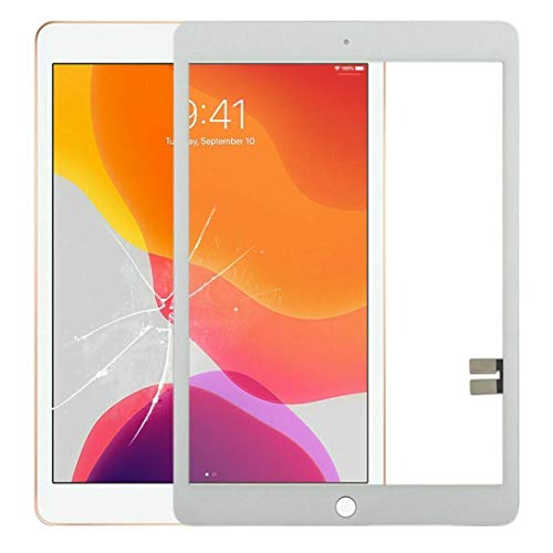 Touch Screen Digitizer for iPad 7 2019 7th Gen 10.2\" A2197 A2198 A2200 Front Glass Replacement with Pre-Installed Adhesive (Without Home Button,not Include LCD) + Tools(White)