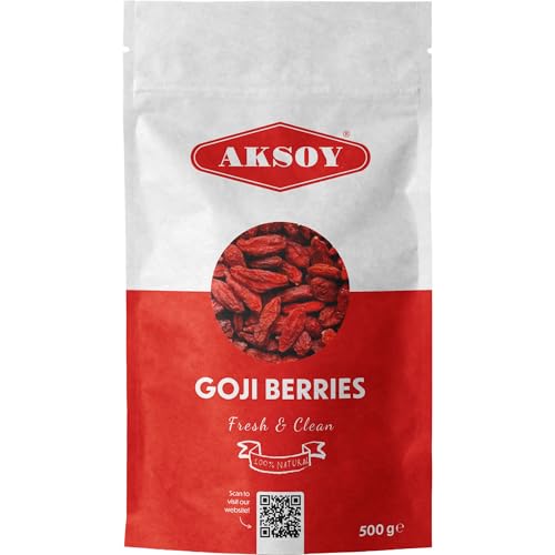 Aksoy Goji Berries 500g Raw Sun-Dried Wolfberries 100% Natural Vegan High Fibre Non-GMO Superfood