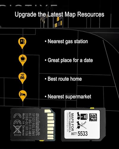 GPS Navigation Card: 2023 Latest US & Canada Map, Black, USB, LCD, SD Media, Compatible with Cadillac XT6, Chevrolet Silverado, GMC Sierra