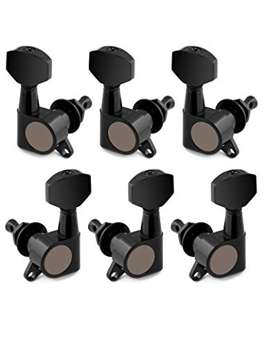 Holmer Sealed String Tuning Pegs Tuning Machines Grover Machine Heads Tuners Tuning Keys 3 Left 3 Right for Acoustic Guitar or Electric Guitar Black.