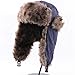 Ushanka Hat, Faux Fur Windproof Waterproof Trooper Hat with Ear Flaps,Warm Fleece Lined Fashion Trapper Hats for Outdoor Blue