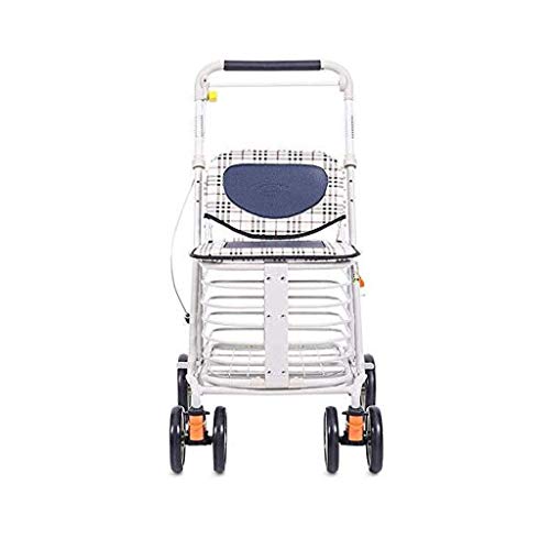 HYY-YY Einkaufstrolley mit Sitz und vier Rädern (Farbe: Weiß, Größe: 82 x 55 x 45 cm) – Bild 3