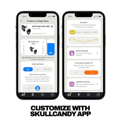 Image of Skullcandy Method 360 ANC Wireless Earbuds, Sound by Bose, Bluetooth Headphones, Premium Noise Cancelling, Up to 40 Hrs Battery, Sweat and Water Resistant, Microphone for iPhone Android - Crazy Pink