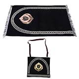 Tnfeeon Muslimischer Gebetsteppich und Gebetsperlen mit Aufbewahrungstasche, Weiche Baumwolle, Islamisch mit Quasten, Geschenkset, Tragbare Teppichmatte, Reise-Gebetsmatte