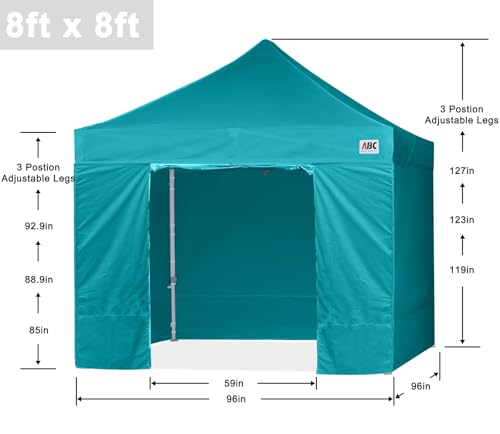 Image of ABCCANOPY Commercial Pop Up Canopy Tent with Sidewalls 8X8,Turquoise