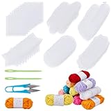 letsinstyle 60 Stück Kunststoff Leinwandplatten Set 12 Farbe Acrylgarn Und Stickwerkzeuge Kreuzstich Aida Stoff Zum Sticken Stricken Und Häkeln