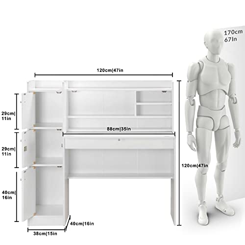 Image of DeckUp Plank Versa Engineered Wood Study Table and Office Desk (White)