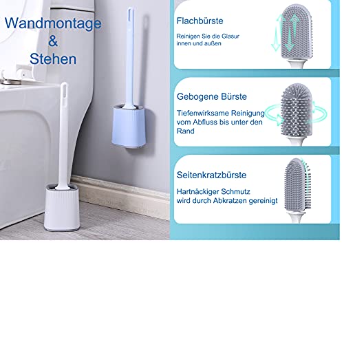 MoreCro® Toiletborstel met houder, Baanbrekende Driezijdige Borstelkop, Siliconen WC-Borstel en Houder, Toiletborstel en… - Image 5