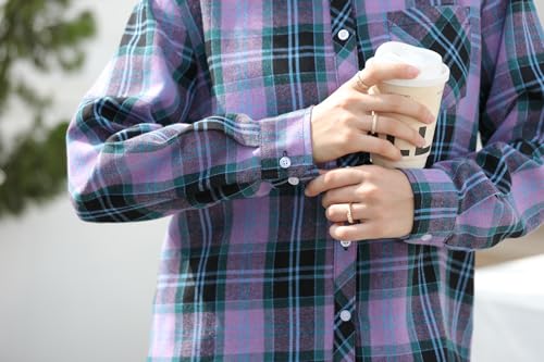 Image of SANGTREE Girls & Women's Long Sleeve Flannel Plaid Shirt Button Down Shirts, 3 Months - US 2XL