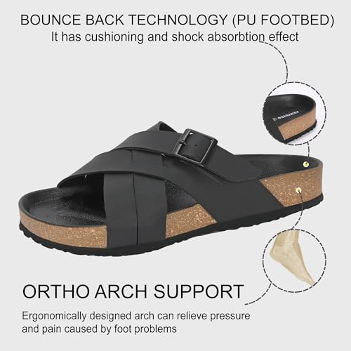 Image of Centrino Mens Cushion Sliders /Slippers|Berkin-Style Slip-On Sandals | Open Toe Design | Soft PU Footbed | Lightweight & Comfortable | Arch Support | On-Grip Sole | Casual Outdoor Wear (6868)