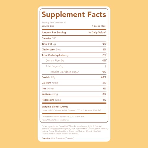 Image of Clean Simple Eats Whey Isolate Protein Powder, Snickerdoodle, Naturally Sweetened, Zero Added Sugar, 20g 100% Grass Fed Protein Powder with Digestive Enzymes, Gluten Free, Non GMO, 30 Servings