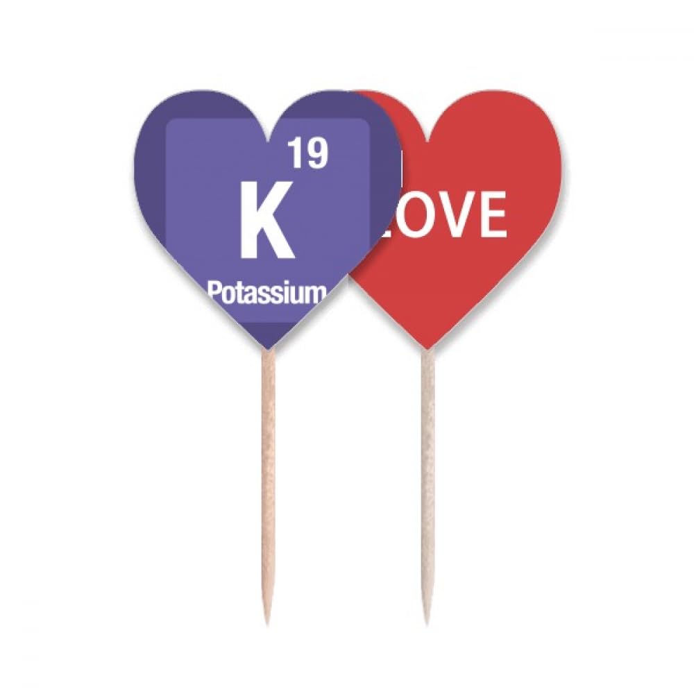 Pique cupcake K potassium avec drapeau coeur pour déco de table