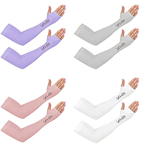 SIGLATE Men & Women's Nylon & Lycra Combo Arm Sleeves, Compression Arm Sleeve for Gym, Running, Cricket, Tennis, Basketball, & Outdoor Activities Pack of 4 Pairs