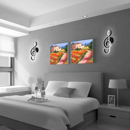 Image of Kawell 22W Indoor LED Wall Light Modern LED Wall Sconce Light Creative Wall Lamp LED Music Symbol Art Decoration for Bedroom Living Room Cafe Lounge Stairs Corridor, Black 6000K