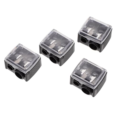 OSOLADY 4Pcs Makeup Pencil Sharpener Dual Eyebrow Eyeliner Sharpener for Precise Application Lightweight Durable Design for Home School and Studio Use Black