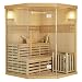 Produktbild Artsauna Saunakabine Espoo150 Premium mit Harvia Ofen  3 Personen  Hemlock Holz, Glasfront und LED Licht  Inkl. Thermometer & Sanduhr Komplett Set
