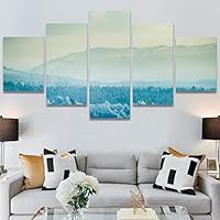 SIGNWIN 5 Panel Canvas Wall Art Modern Art Forest Multicolor Photography Relax/Calm Romantics Scenic for Home Decorations Ready to Hang - 60