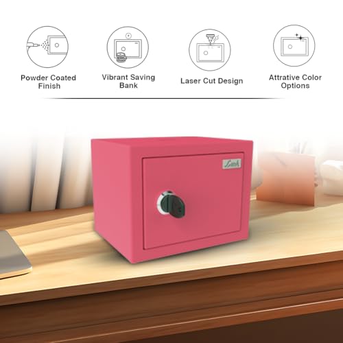 Image of Link Smart 2 Litres Gullak Safe Locker for Home & Office| 3-Year Warranty| Mechanical Key, CRCA Material, Laser Cut Design| Vibrant Saaving Bank| Weight : 0.9 Kg| Pretty Pink