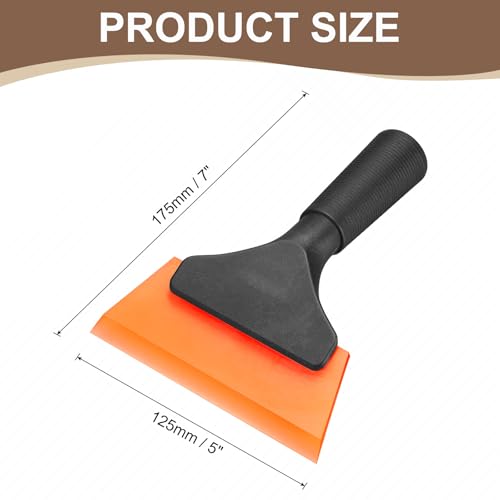Image of HARFINGTON 3pcs Squeegee 5 Inch Length Auto Water Blade Shower Squeegee with Non-Slip Handle for Car Windshield Window Cleaner Glass Door, Orange