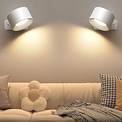 Lamparas De Pared Velador Lámpara de Pared 2 Pcs, Apliques Pared Interior Giratoria de 360° con Carga USB - 3 Modos de Color 3 Niveles de Brillo, para Dormitorio Sala de Estar Lectura