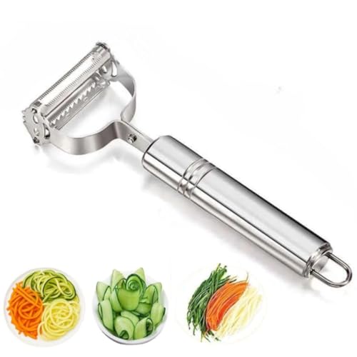 2 in 1 Stainless Steel Vegetable Peeler Multi-Functional Fruit & Veggie Shredder Slicer and Grater for Potatoes, Carrots, Cucumbers (Silver) 2 in 1 Stainless Steel Vegetable Peeler Multi-Functional Fruit & Veggie Shredder Slicer and Grater for Potatoes, Carrots, Cucumbers (Silver)