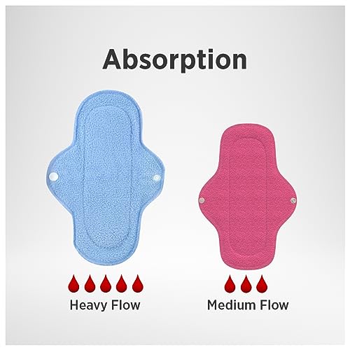 Image of Re:Pad Reusable Sanitary Pads for women, | (2 Pads for moderate flow (Pink) + 3 Pad for heavy flow (Blue) + 1 Leak Proof Sanitary Pad Pouch) | Lasts Up To 1 .5 Years | Highly Absorbent & Skin Friendly. Certified Organic Pads for women
