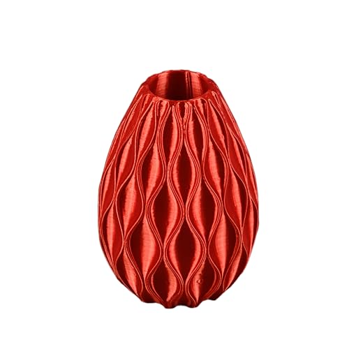 1pc 3D Printed Mini Wavy Vase - Silk Red, Dried/Fake Flowers