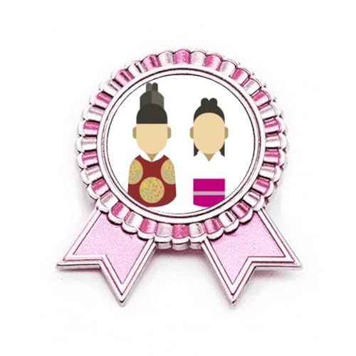 Broche coréenne rose en métal taille M, un bijou traditionnel d'exception