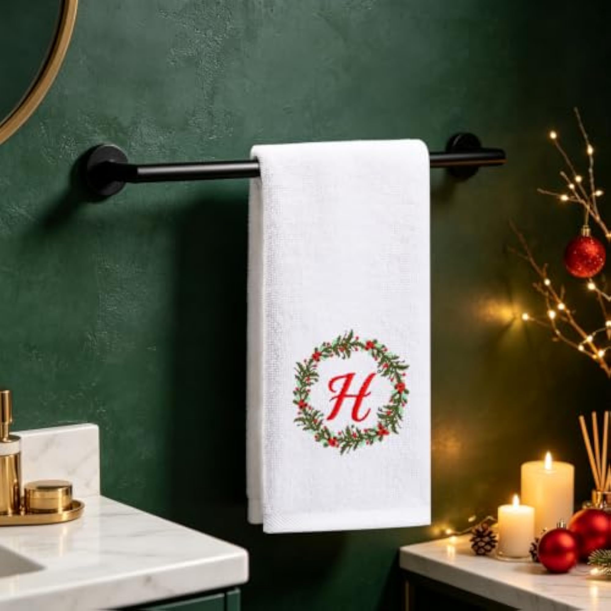 3 Pcs Christmas Hand Towels Monogrammed Decorative Bath Towels