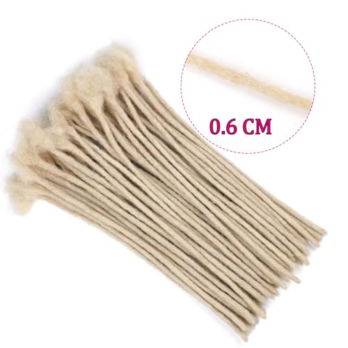 Huarisi 12 Inch 60 Strands 613 Blonde Dreadlocks Extensions Human Hair 0.6cm Thickness Handmade Permanent Loc Extensions Real Hair for Women Can Be Curled and Twisted - Image 2