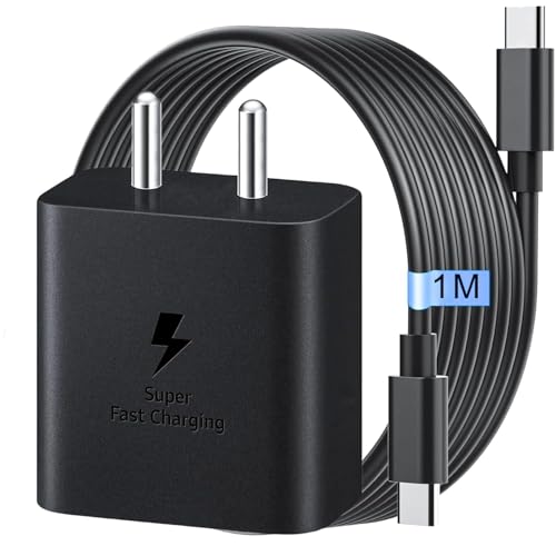 Image of eewe Samsung 45W Superfast Charging Adapter with 1M Type C Cable for Galaxy S25 Ultra, S25 Plus, S24 Ultra, S24+, S23 Ultra, S23 FE, S22, M36, M14, A16, A15, S8, S9 Plus, Z Fold, Flip 5, 4, Tab, Black