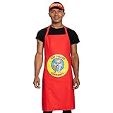 Costume Agent Los Pollos Bad Chicken Man Restaurant Apron and Visor Halloween Costume Cosplay (Red)