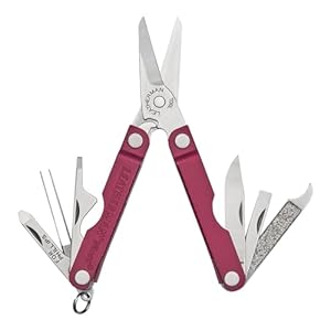 LEATHERMAN, Micra, Keychain Multi-tool with Grooming Tools, Mini Pocketknife for Everyday Carry (EDC), Hobbies & Outdoors, Built in the USA, Black Cherry