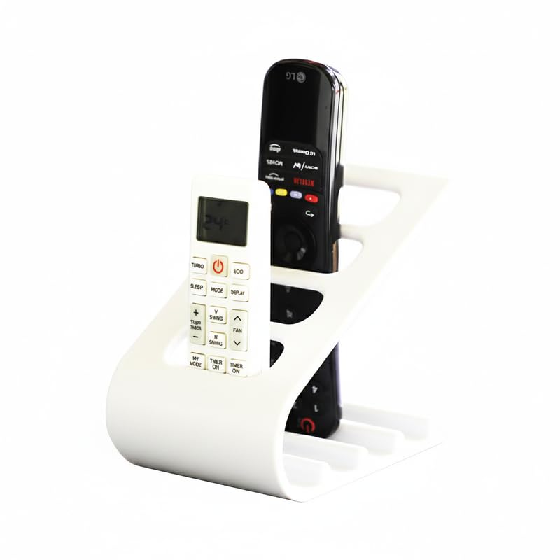 Image of SleekDock - Remote Holder Stand | Holds up to 4 Remotes | Ergonomic Slant Design | Desk & Living Room Organizer (White) Pack Of 1