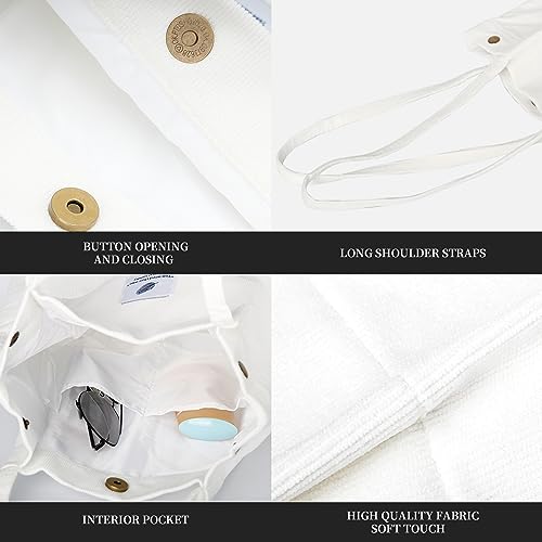 Image of Corduroy Tote Bag Cute Tote Bags for Women Shoulder Bag with Inner Pocket for Work Beach Travel and Shopping Grocery