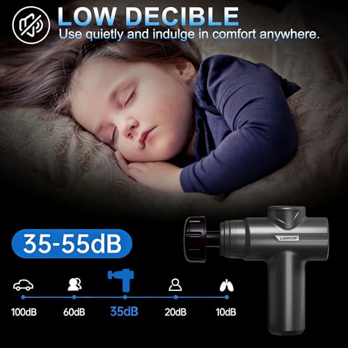 Image of LEERCON Massage Gun with Heat, Deep Tissue Back Massager Gun Gifts for Men | Mini Handheld Percussion Massage Gun with 5 Heads and 6 Speeds 104 - 122F, Ideal Gifts for Men Women Dad Mom Athletes, Black